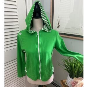 ONQUE Womens Hoodie PL Kelly Green 3/4 Sleeve Sweatshirt Athleisure Preppy